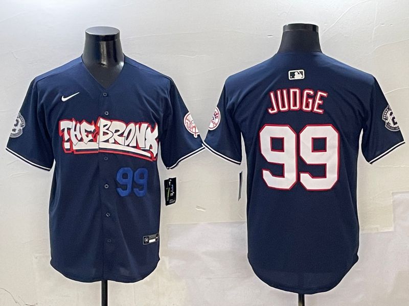 Men New York Yankees 99 Judge Drak Blue four generations Joint Name 2025 Nike MLB Jersey style 4111